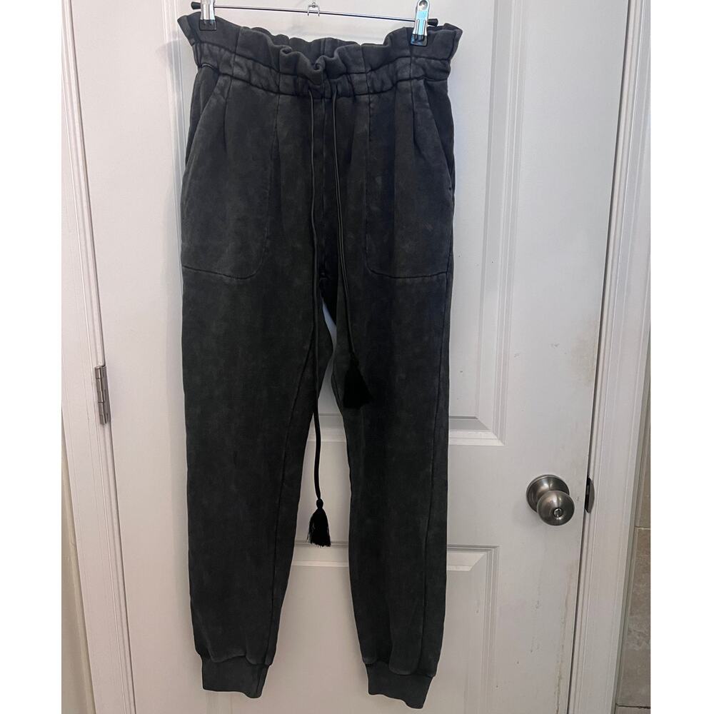 Something Navy Meghan Paperbag Sweatpants Joggers Small Navy Acid Wash Lounge